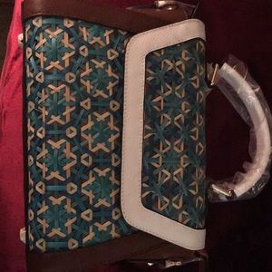 Fashionable brown and blue bag